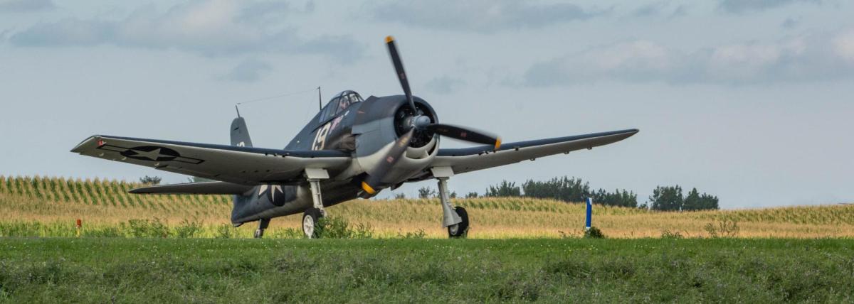 World War II Navy Hellcat Taking Off