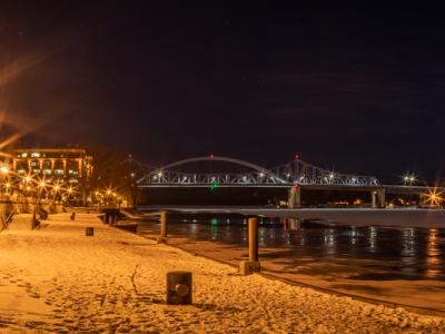 Pano of Riverside Park at night.